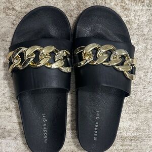 Madden Girl Sandals with Gold Chain Detail